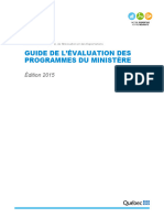 Guide de L'Évaluation Des Programmes Du Ministère: Édition 2015