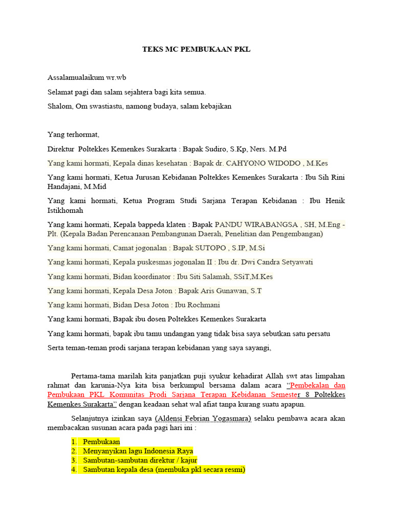 Teks MC | PDF | Ilmu Sosial | Kesehatan Holistik