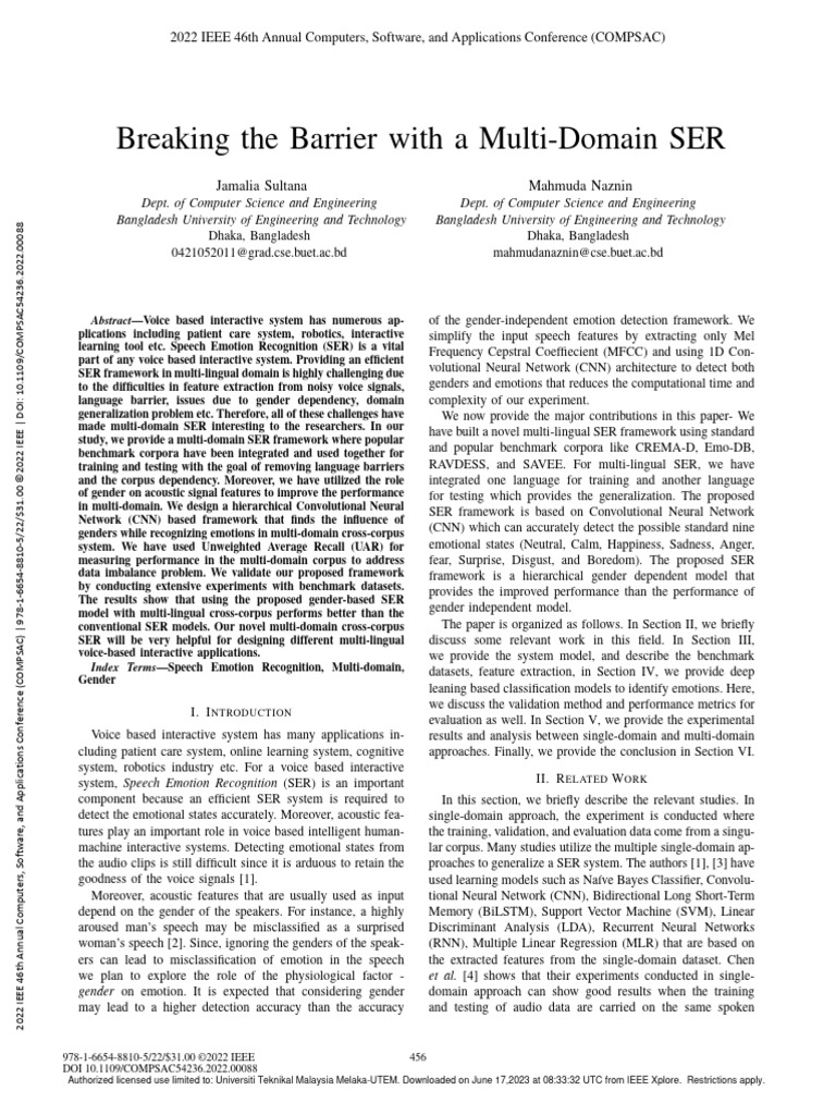 Breaking The Barrier With A MultiDomain SER (Dataset) PDF Applied