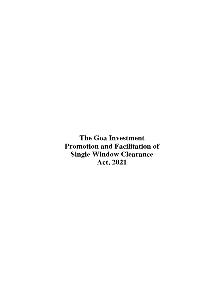 The Goa Investment Promotion Facilitation of Single Window PDF