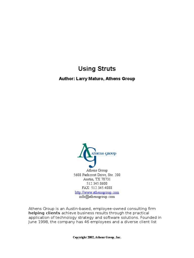 Using Struts: Author: Larry Maturo, Athens Group | PDF | Java Server ...
