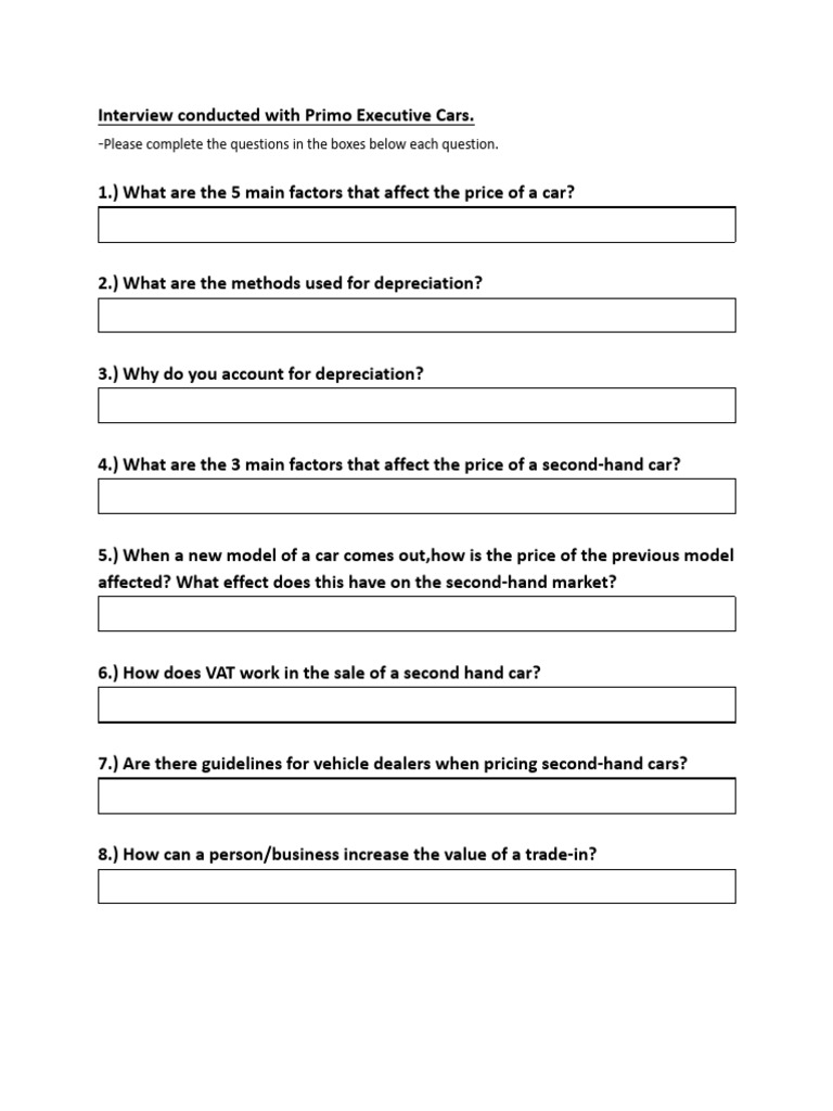 Interview With Dealership PDF Used Car Car