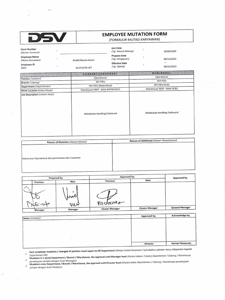 Form Mutasi 20231113 0001 Pdf Mutation Business