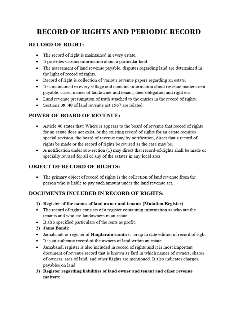 Record of Rights and Periodical Records | PDF | Revenue | Government
