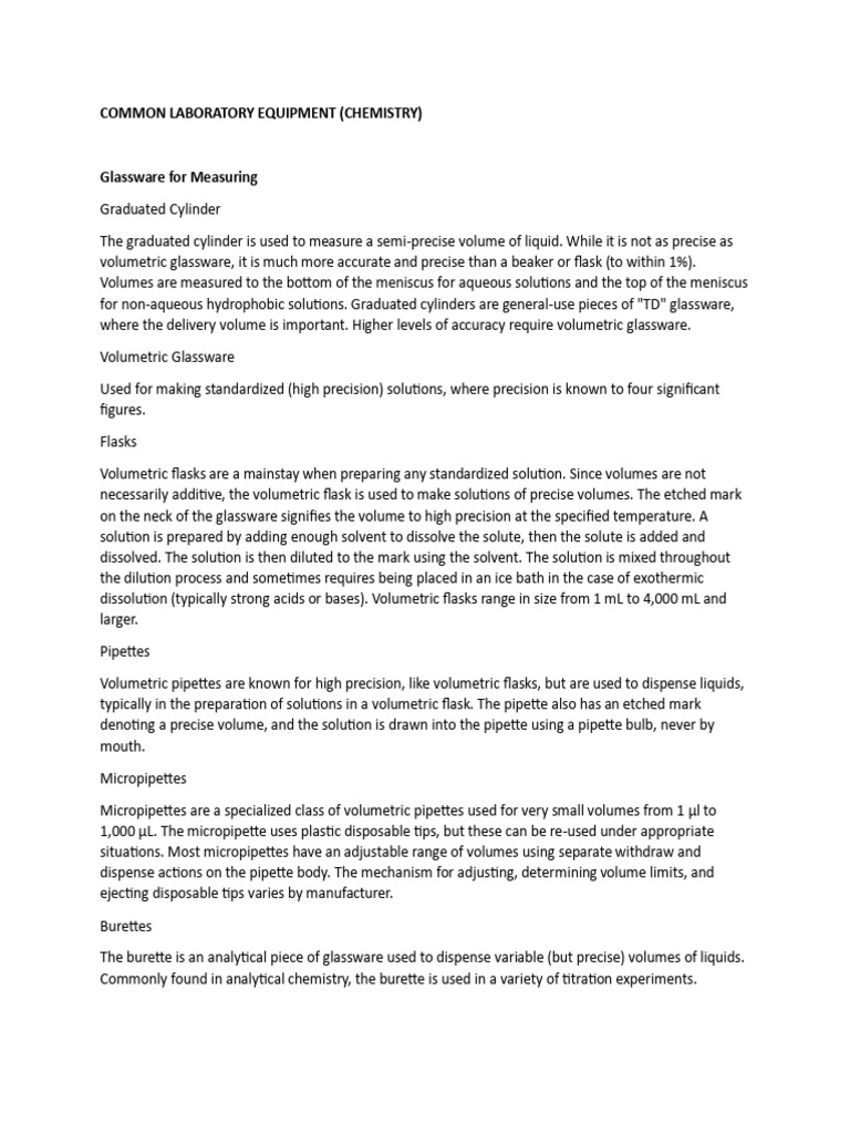 Common Lab Glassware PDF Filtration Laboratories