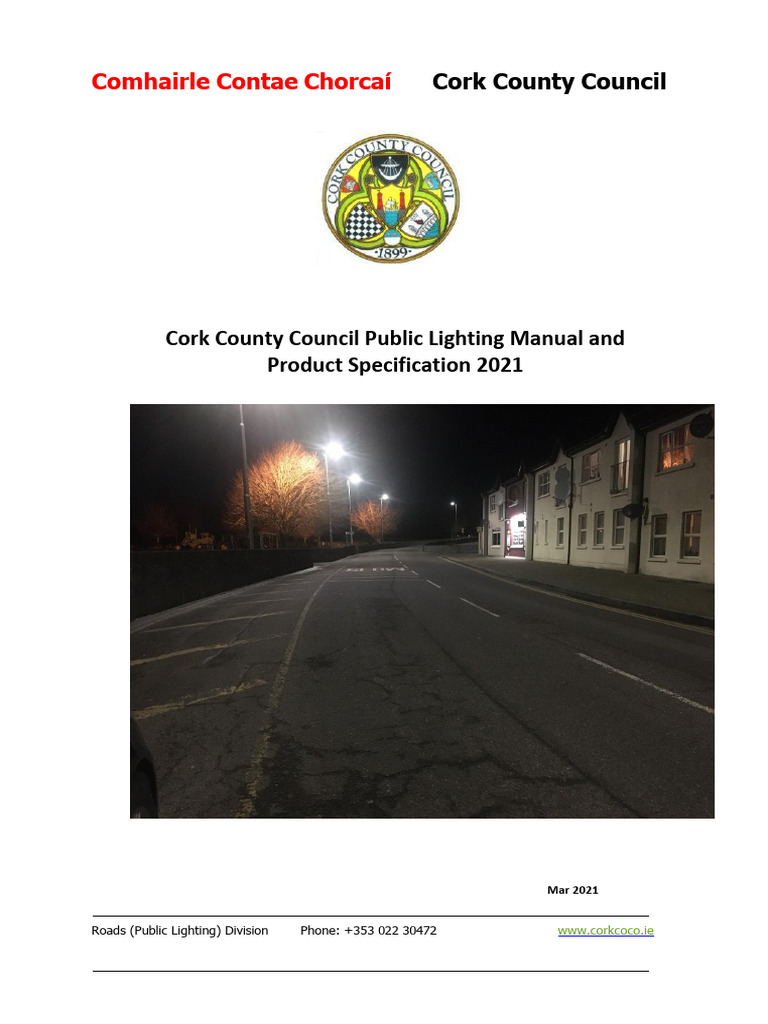 Cork County Council Public Lighting Manual and Product Specification