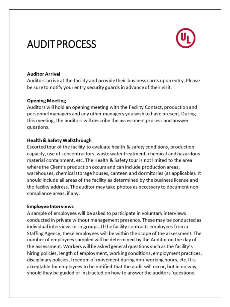UL RS Audit Process | PDF | Audit | Employment