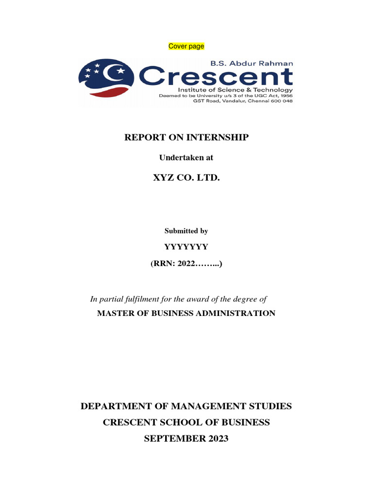 INTERNSHIP - REPORT - FORMAT (3) | PDF | Thesis | Qualifications