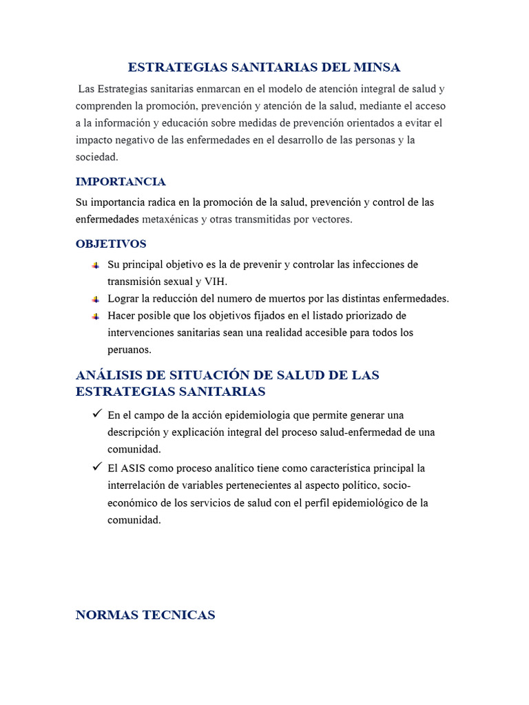 Estrategias Sanitarias del MINSA 2025 | PDF