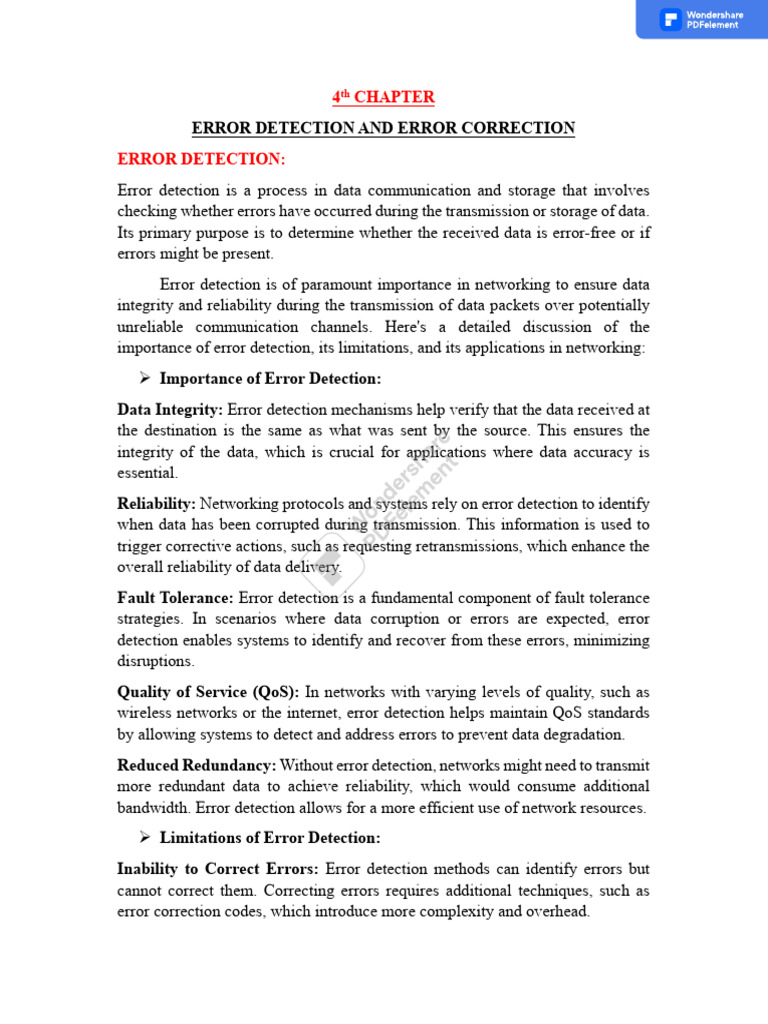 Error Detection and Correction Methods | PDF | Error Detection And ...