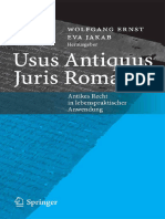ERNST, JAKAB (Ed.) Usus Antiquus Juris Romani Antikes Recht in Lebenspraktischer Anwendung