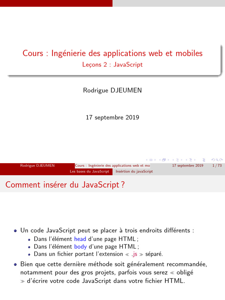 Introduction au JavaScript pour Web | PDF | Modèle d'objet de document ...