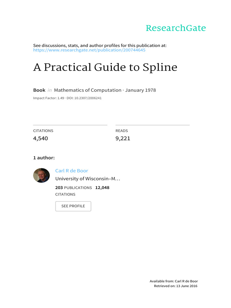 A_Practical_Guide_to_Spline_ de Boor | PDF | Interpolation | Spline ...