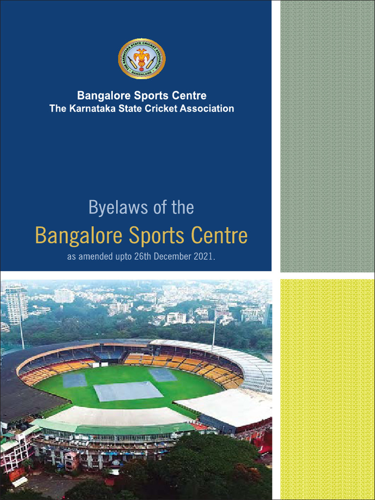 KSCA Bangalore Sports Centre Bye Laws | PDF