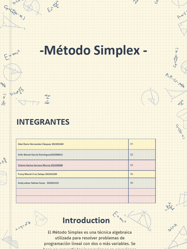 Diapocitiva de Metodo Simplex | PDF | Programación lineal | Matemáticas ...