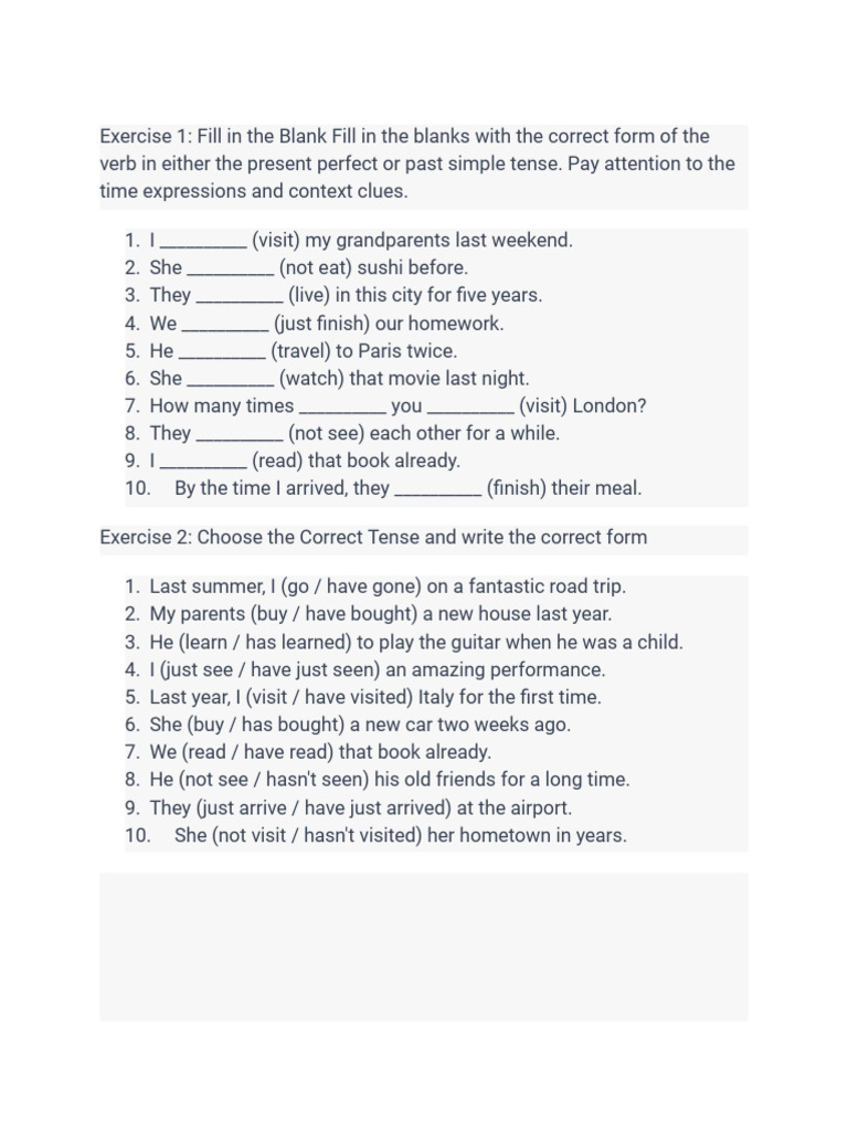 PRESENT PERFECT AND PAST SIMPLE EXERCISES ADVANCED PDF intelligence overview