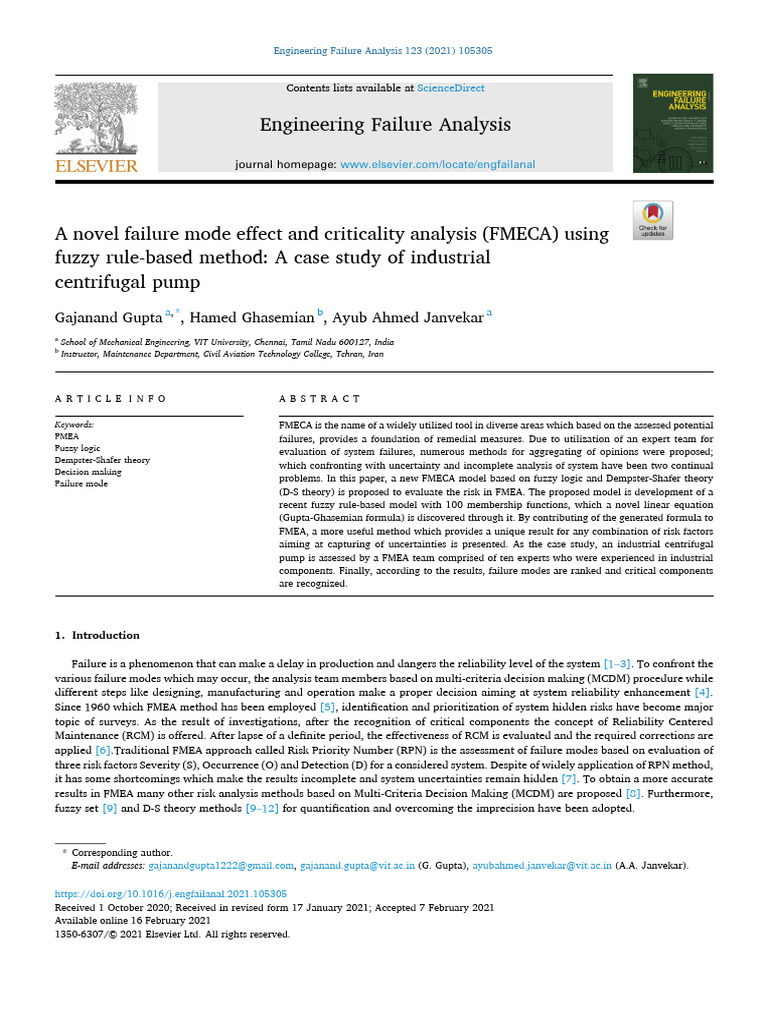 Fuzzy FMECA for Centrifugal Pump Analysis | PDF | Fuzzy Logic | Risk