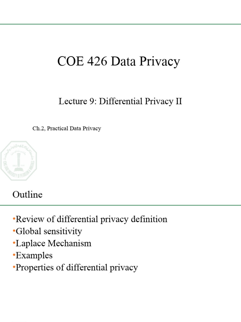 09_COE426Differential Privacy II PDF Applied Mathematics Statistics