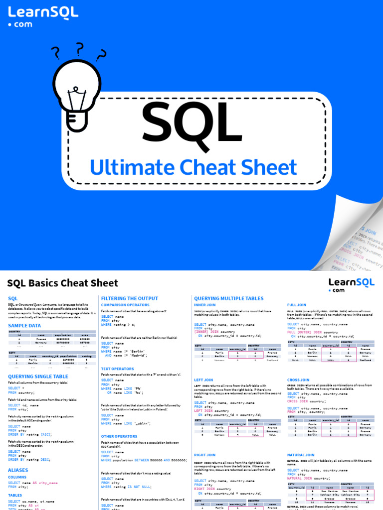 Ultimate SQL Cheat Sheet 1680810988 | PDF | Software Engineering ...