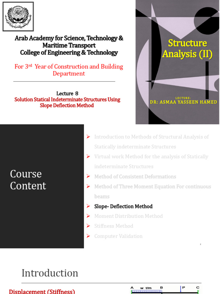 Lect 8 Slope Deflection Method PDF Bending Structural Engineering