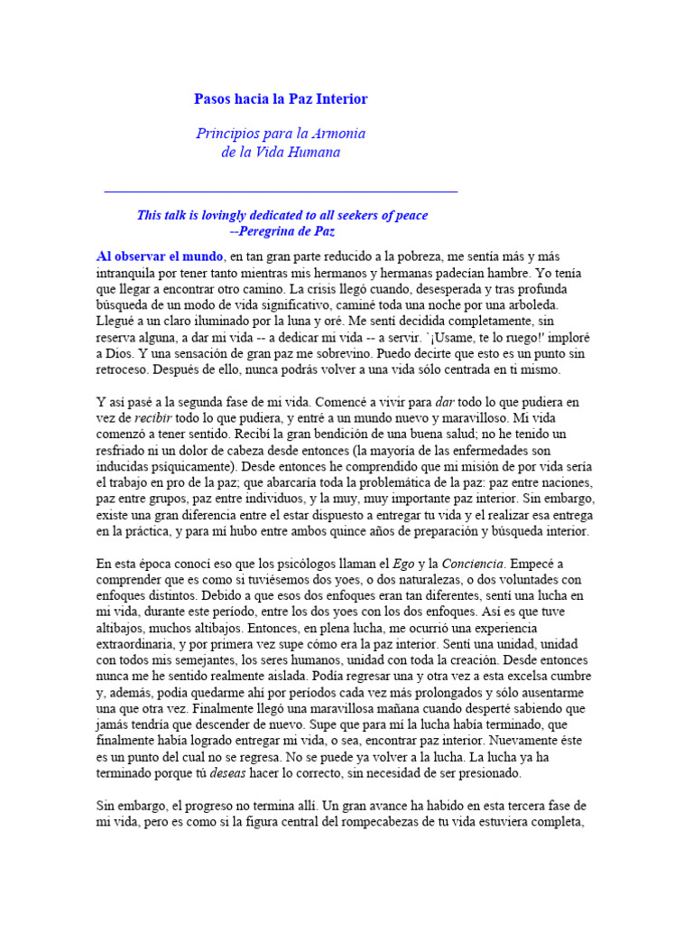 Pasos Hacia La Paz Interior | PDF | Amor | Pensamiento
