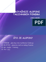 Najvažniji Alofoni Talijanskih Fonema