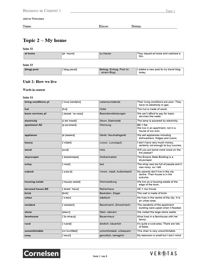 Seite 032 Chronological Word List Topic 2 | PDF | Home | Building ...