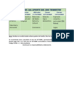 Horario Del 2do Aporte Del 2do Trimestre