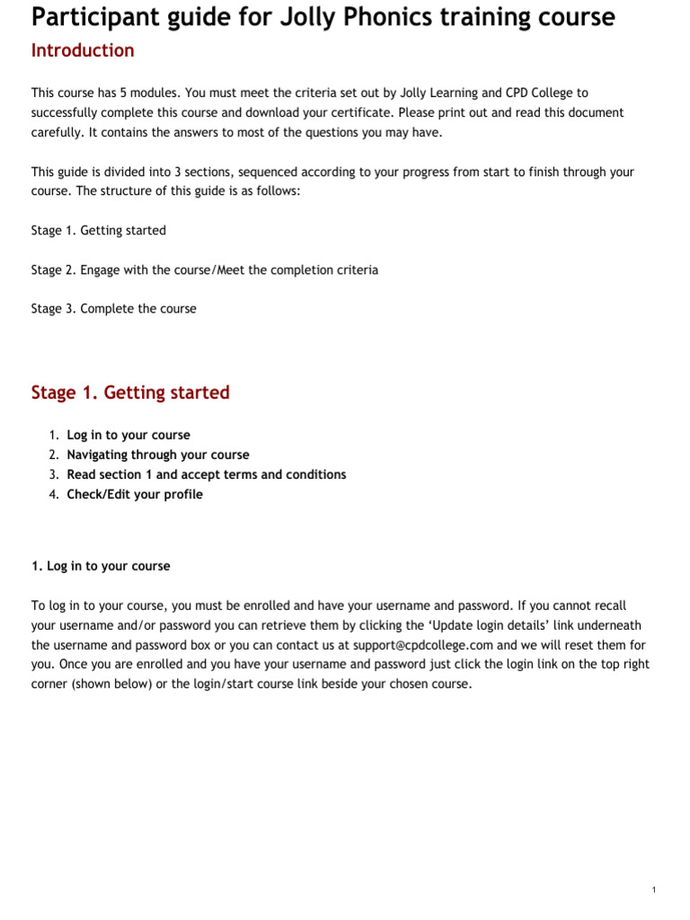 Participant Guide Jolly Phonics Course PDF Internet Forum Login