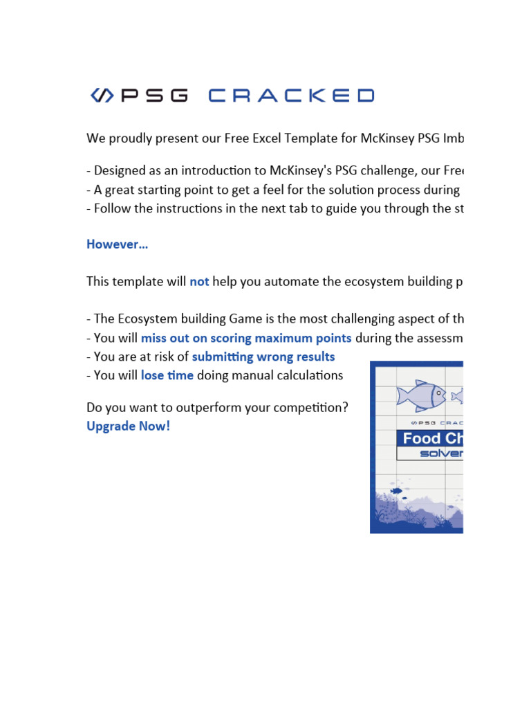 McKinsey PSG Ecosystem Game Imbellus Free Excel Template PDF Food