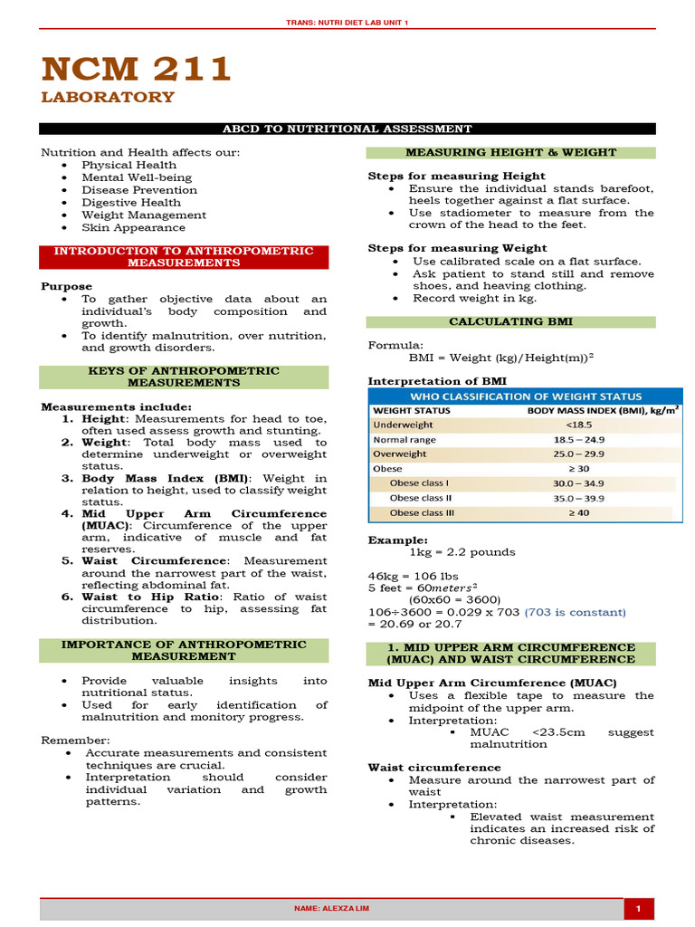 ABCD Method in Nutritional Assessment | PDF | Body Mass Index | Waist