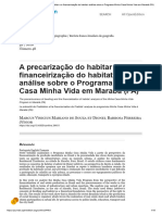 A Precarização Do Habitar e A Financeirização Do Habitat - Análise Sobre o Programa Minha Casa Minha Vida em Marabá (PA)