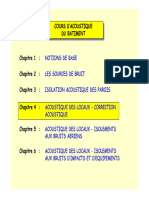 COURS D ACOUSTIQUE DU DU BATIMENT. Chapitre 4 _ ACOUSTIQUE DES LOCAUX CORRECTION ACOUSTIQUE