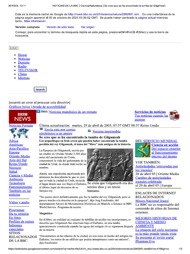 Gilgamesc Tumba 2003 Español PDF