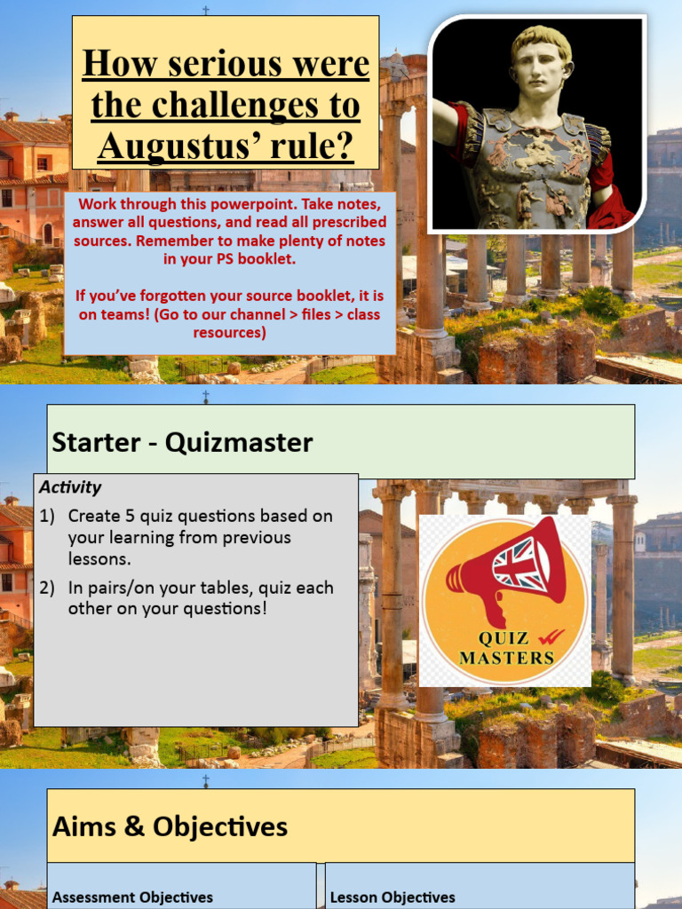 Challenges to Augustus' Rule Explained | PDF | Augustus | Mark Antony