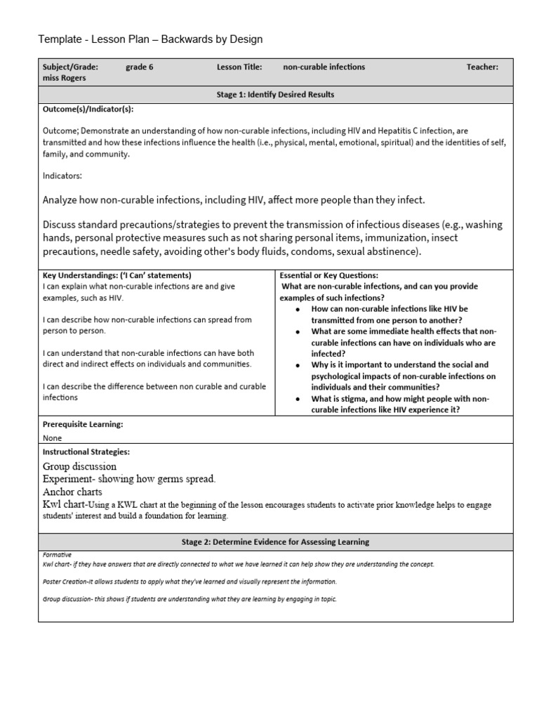 Lesson Plan 3 PDF Infection Hiv/Aids