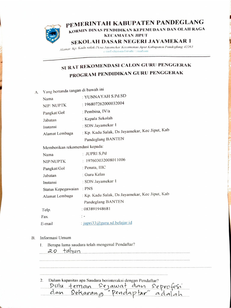 Surat Rekomendasi | PDF