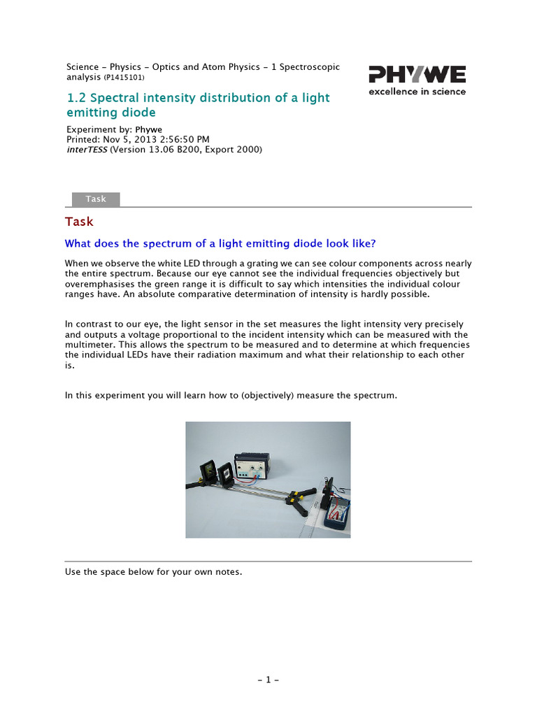 LED Spectrum Measurement Experiment | PDF | Light Emitting Diode | Color