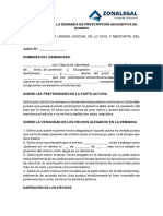 Contestacion A La Demanda de Prescripcion Adquisitiva de Dominio