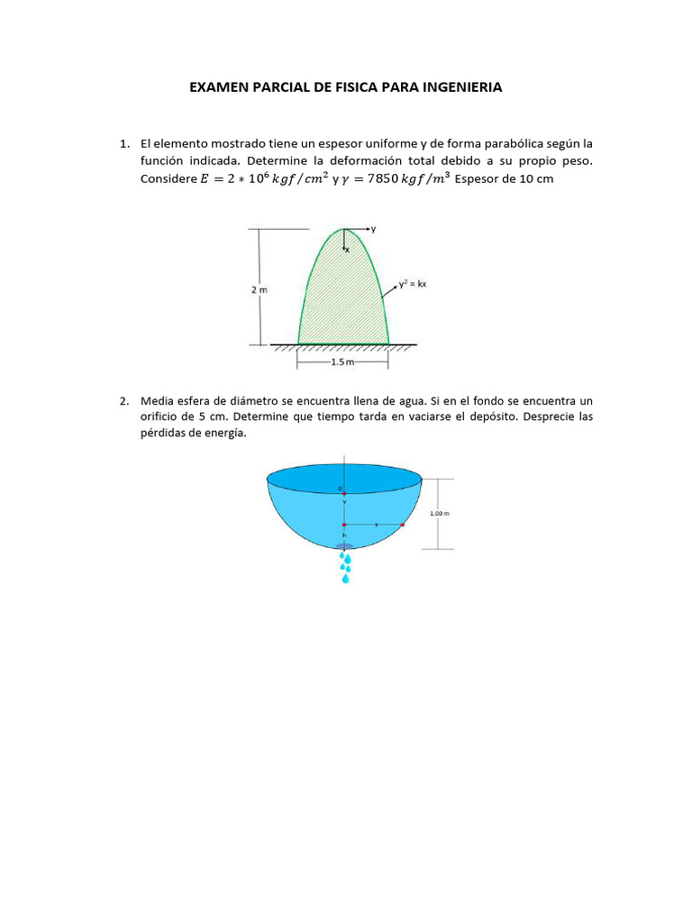 Examen Parcial de Física para Ingeniería | PDF