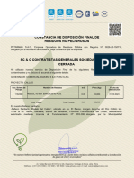 Constancia de Disposición Final de Residuos No Peligrosos