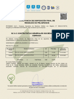 Constancia de Disposición Final de Residuos No Peligrosos