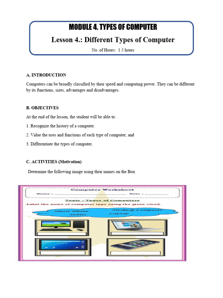 Computer Fundamentals MODULE 4 LESSON 1 | PDF | Personal Computers ...