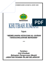 Selangor, Khutbah Jumaat 10.11.2023 (Rumi) Memelihara Kesucian Al-Quran Tanggungjawab Bersama