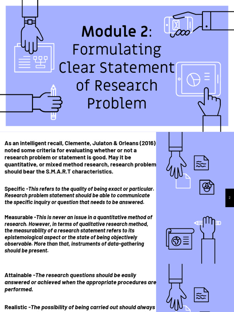Module 2 - Formulating Clear Statement of Research Problem | PDF