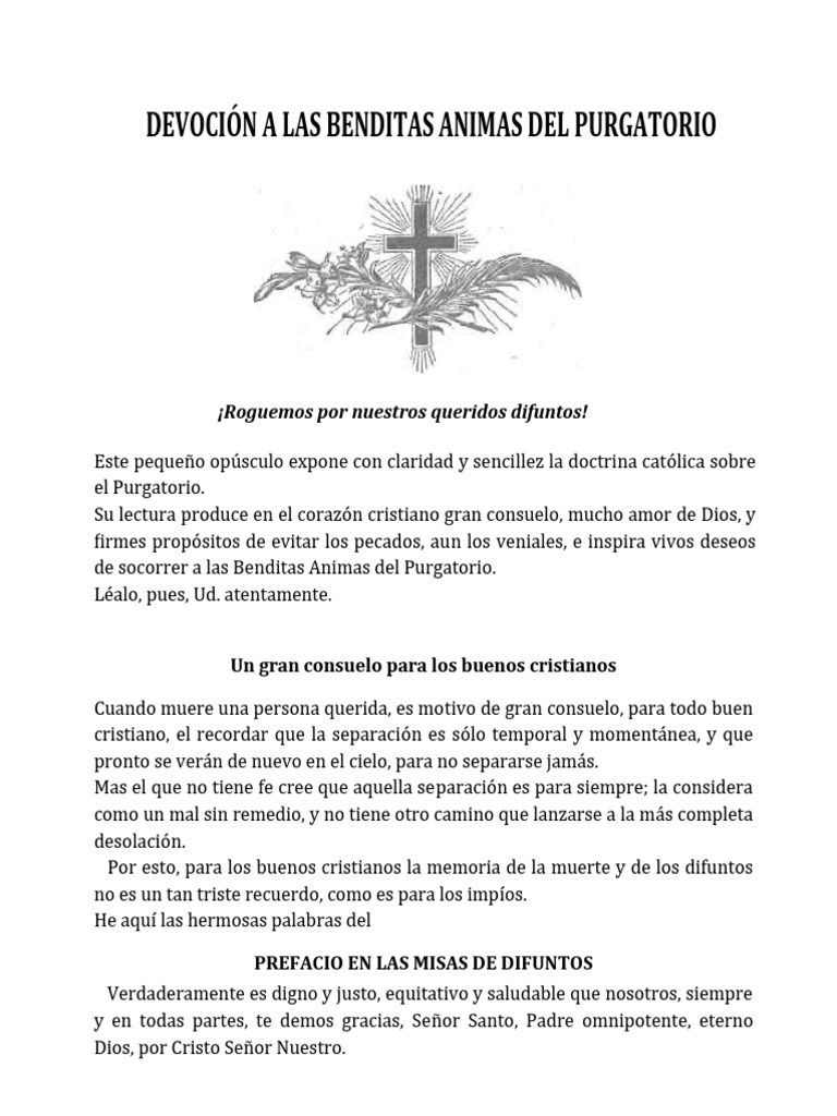 Devoción A Las Benditas Animas Del Purgatorio - Opúsculo | PDF ...