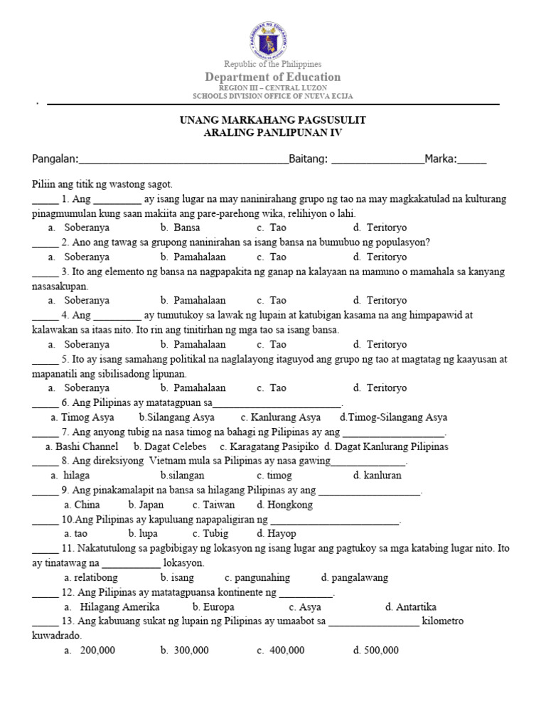 1st AP Grade 4 | PDF
