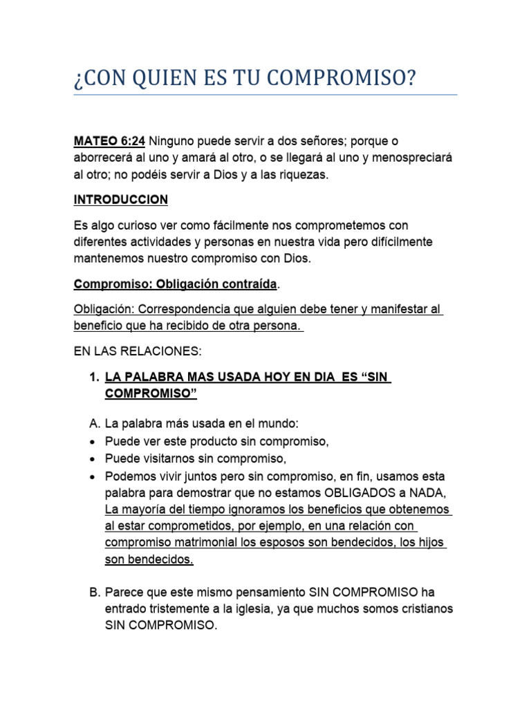 Compromiso Real con Dios | PDF | Dios
