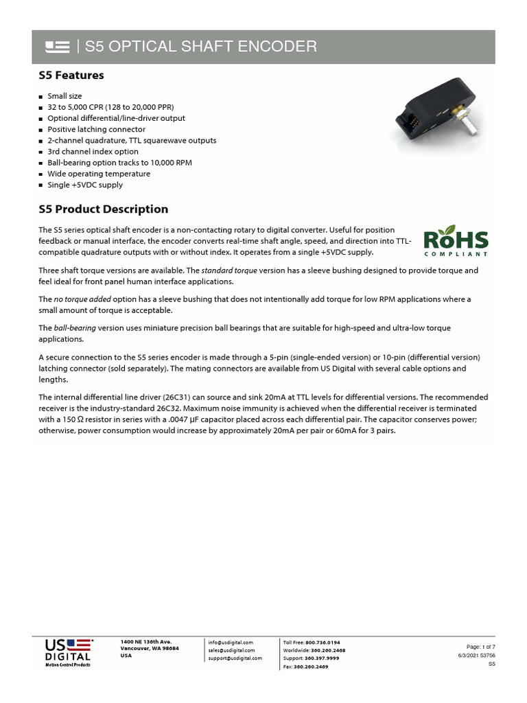 S5 Optical Shaft Encoder Features | PDF | Capacitor | Resistor