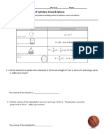 Review For Volume of Cylinders Cones Spheres